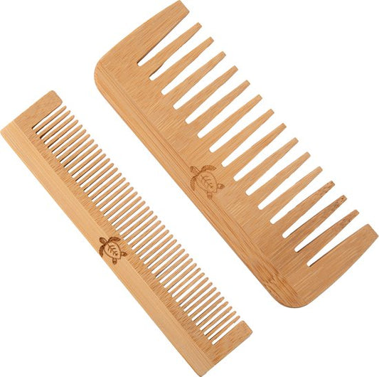 EcoBreeze™ Bamboo Comb Set – Dual Wide & Fine Tooth